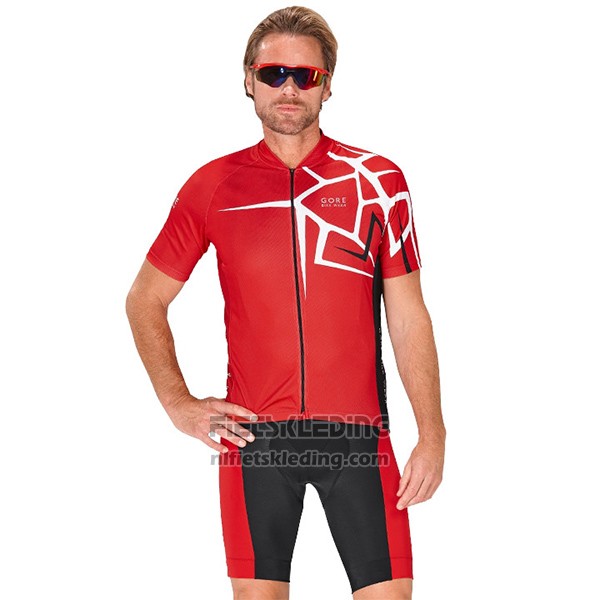 2017 Fietskleding Gore Bike Wear Power Adrenaline Rood Korte Mouwen en Koersbroek
